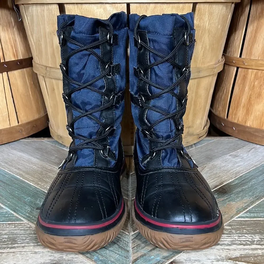 Pajar Grip Low Navy Black Faur Fur Insulated Waterproof Snow Boot Womens Size 11